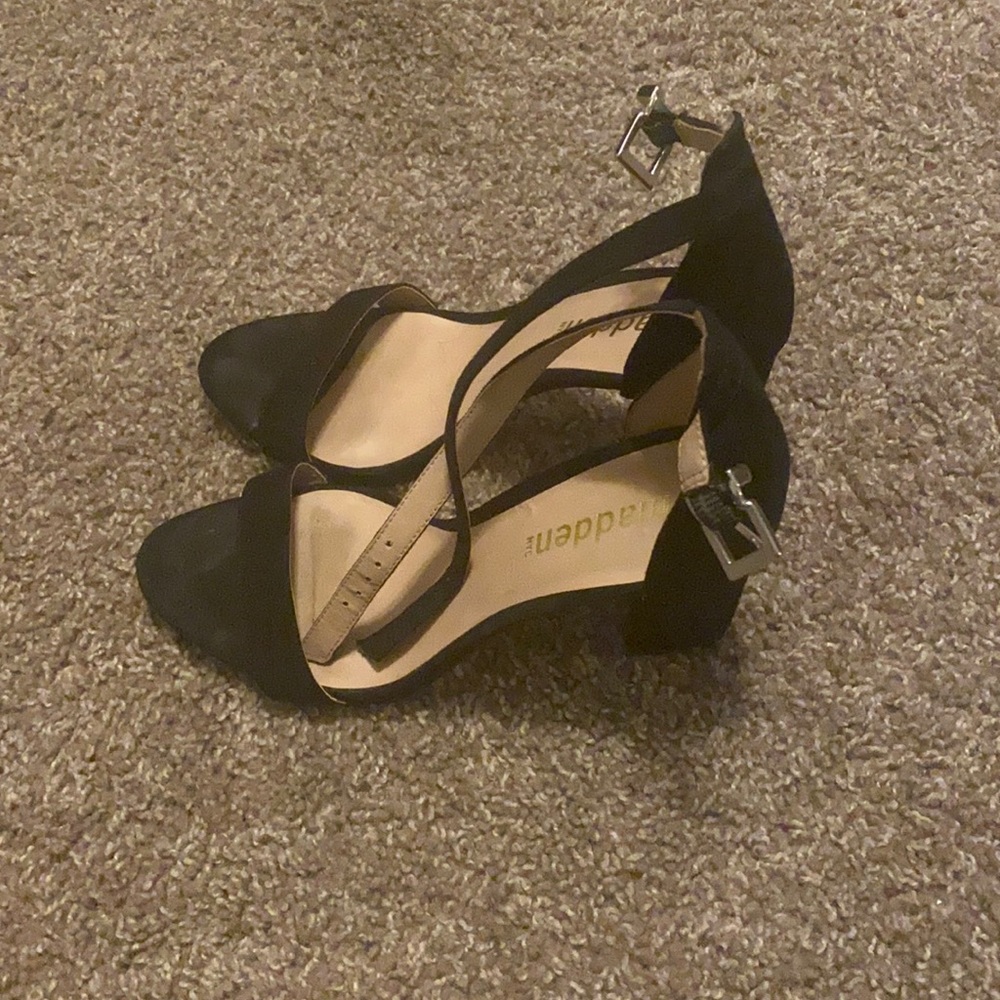 Black strap heels